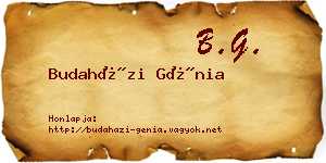 Budaházi Génia névjegykártya